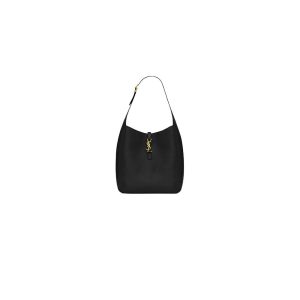 Saint Laurent Chain-strap YSL-plaque grained-leather wallet