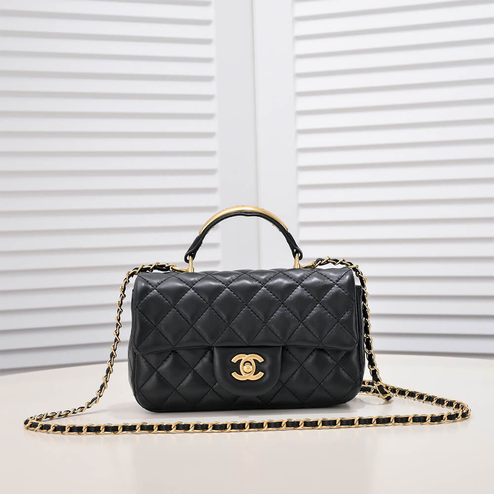 Ch*el mini flap with top handle