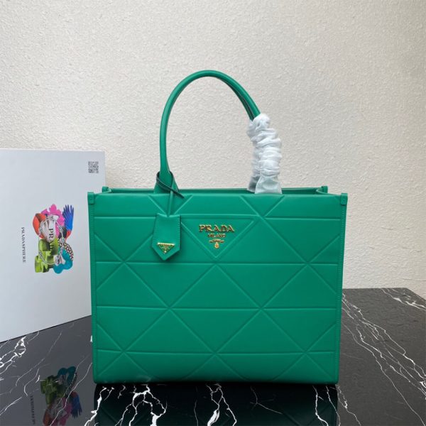small leather Pra*a symbole bag with topstitching