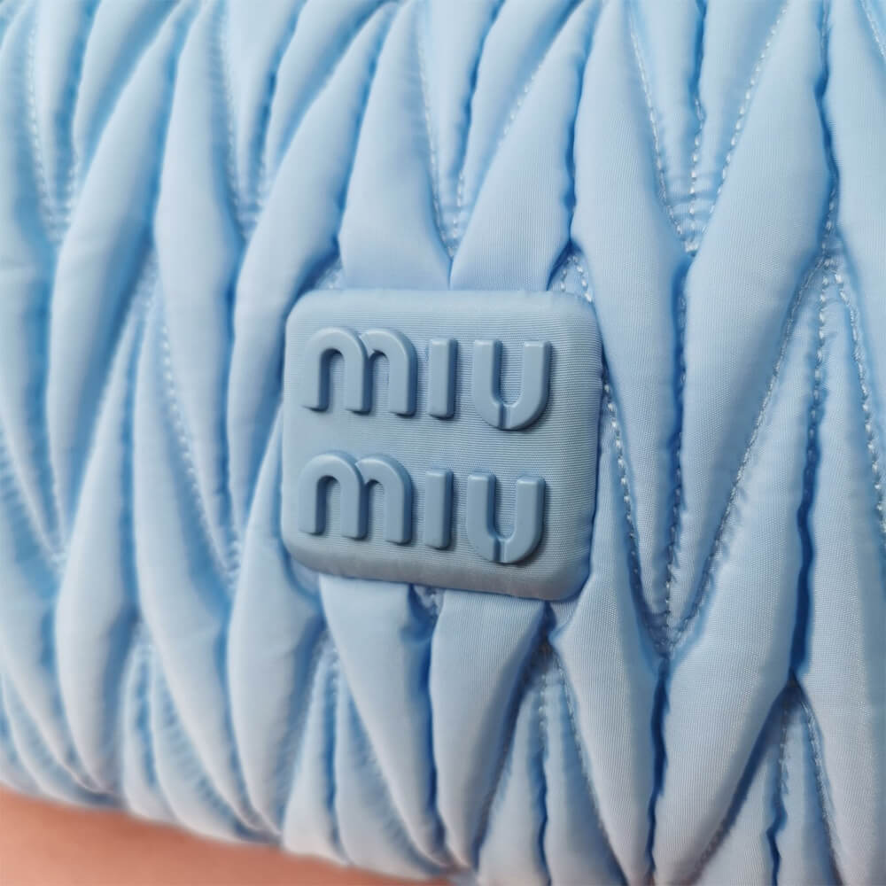 Miu Wander matelasse regenerated nylon hobo bag